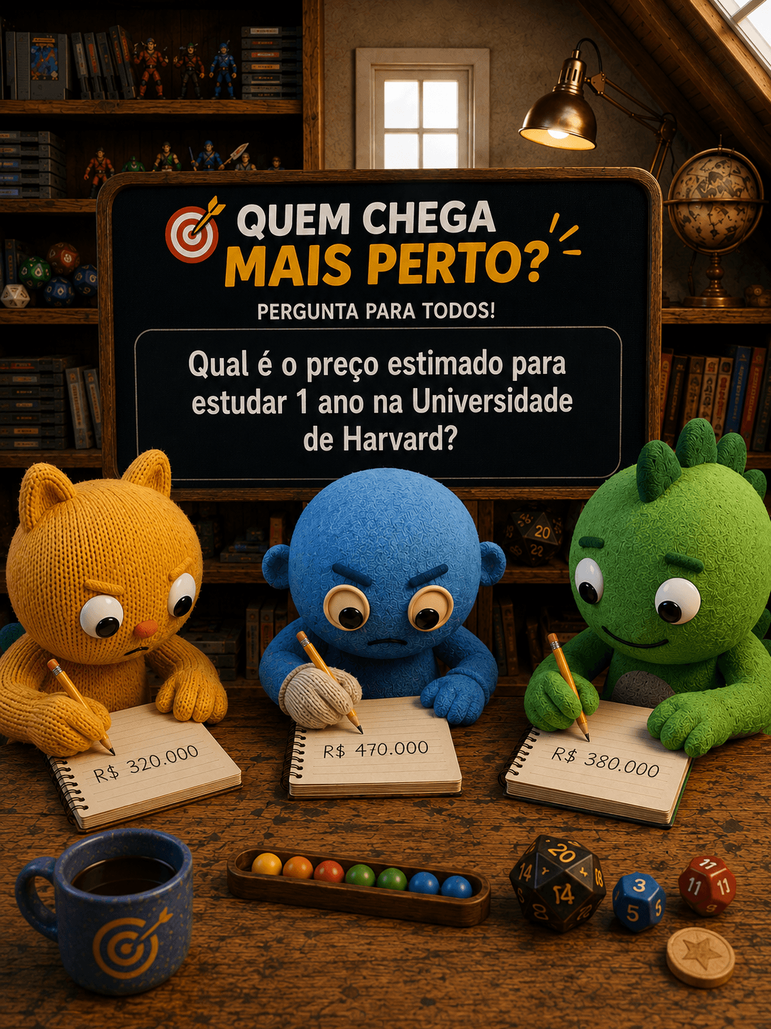 Exemplo visual do jogo Quem Chega Mais Perto
